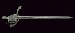 art-of-swords:  Dussage SwordDated: third quarter of the 17th centuryCulture: FrenchMeasurements: overall length 89.5cmThe sword has a straight, double-edged blade with central raiser widening toward the forte. At the forte there’s a mark that reads