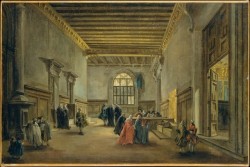 met-european-paintings: The Antechamber of the Sala del Maggior Consiglio by Francesco Guardi, European Paintings Bequest of Lore Heinemann, in memory of her husband, Dr. Rudolf J. Heinemann, 1996 Metropolitan Museum of Art, New York, NYMedium: Oil on