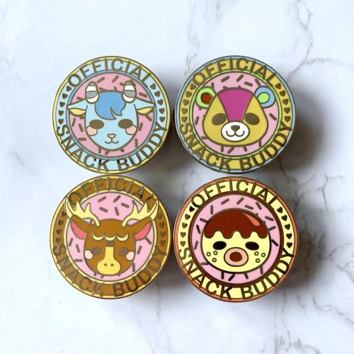 Animal Crossing Snack Buddy Pins made by FlanLatte