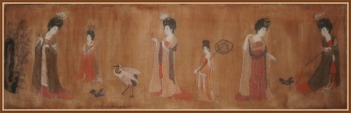 inkjadestudio:cfensi:Chen Man’s photo of Rihanna here is a tribute to this painting by Tang Dynasty 
