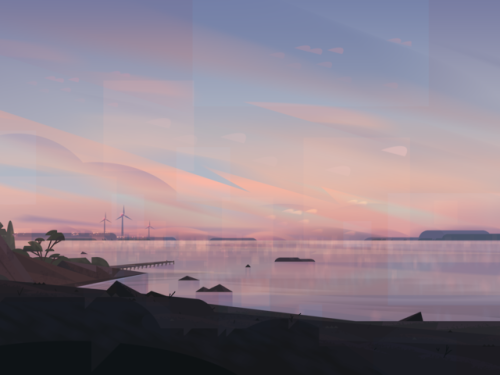 Backgrounds from my graduation film J’attends la nuit. This time the lake at dawn.