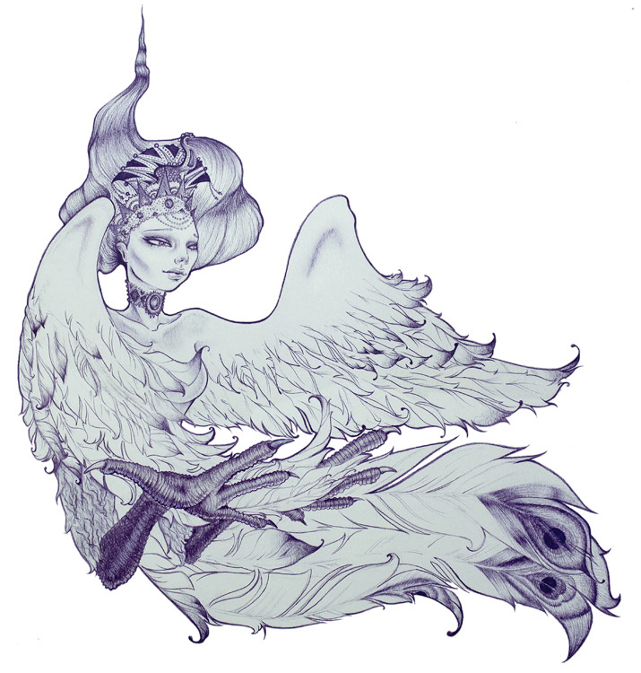 eatsleepdraw:  Alkonost || Tattoo design* for Claire More about this piece is over