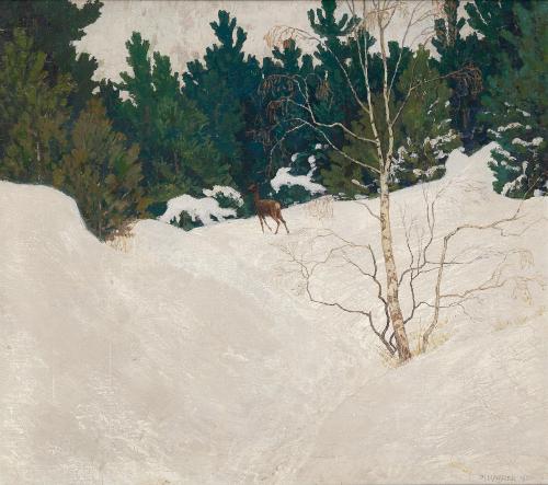 thunderstruck9:  Max Kahrer (1878-1937), Roe deer in a wintry forest, 1924. Oil on canvas, 62 x 70 cm 