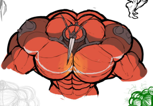 ripped-saurian:doodles of a big bulging bug beefcake