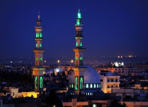 Quba’ Mosque in Homs, Syria at Night From the Collection: Quba’ Mosque in Homs, Syria
