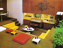 design-is-fine:  Living at Home in the Seventies, from Practical Encyclopedia of Good Decorating and Home Improvement, 1970. State of the art: a Conversation Pit. Last: the Chair Thing with dots by Peter Murdoch, 1964. Via retronaut. 