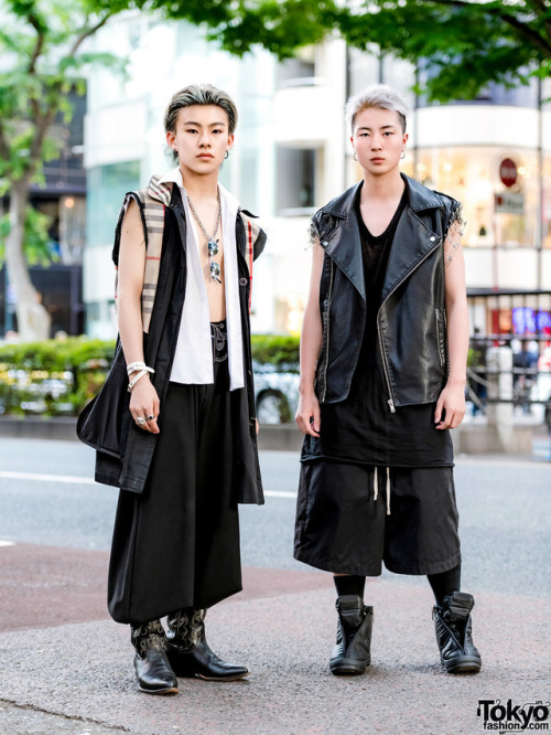 15-year-old Japanese students Hikaru and Kaito on the street in Harajuku wearing coats (one by Burbe