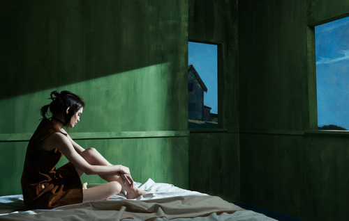 Alexvi Li aka 黎晓亮 (Chinese, b. 1984, China) - Salute to Edward Hopper for Bazaar Art Mar. Issue, 201