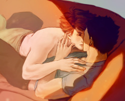 aurigaearts:  “Hey,” mumbled Tooru, eyes of ember and gold full of tenderness. Hajime knew that only he was blessed with this sight. He was gorgeous. (He wouldn’t tell this to Tooru though)  “Hey, Sleepykawa.” Hajime couldn’t help a grin.