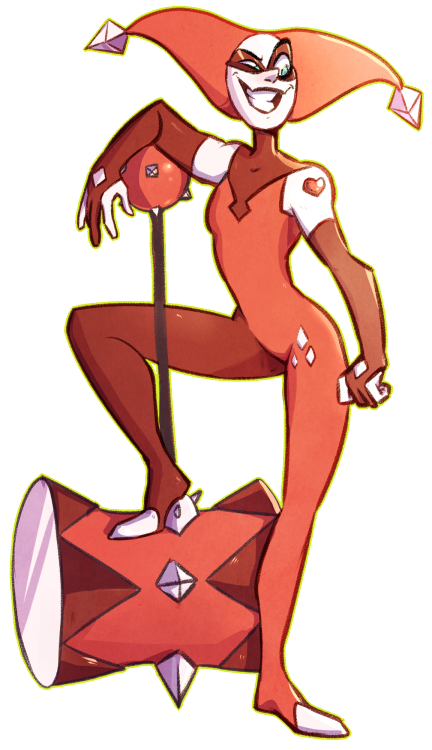 frogspawned:  so @thepaladog and I were talking about a gem au last night because reasons and i have exactly zero self control, so! red jasper harley. this is definitely going to be a thing. harley is probably the easiest to translate into a gem since