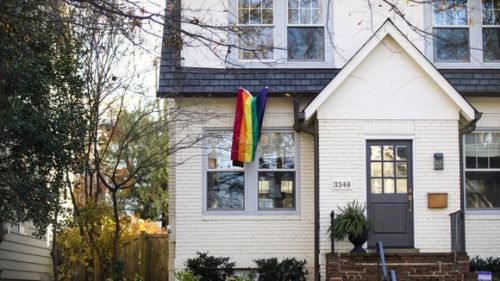 assgod: gaywrites:   On the Washington, D.C. street where Mike Pence will be living before Inauguration Day, his new neighbors have begun displaying rainbow flags in protest.  According to one resident, Ilse Heintzen: “[It’s] a respectful message