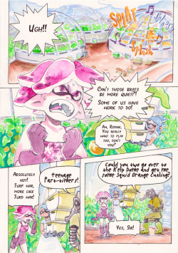 naderegen:  Wellllllllll, as I mentioned before I was working on a Splatoon comic for a comic challenge, and here’s the end result!! I haven’t really made a full colour comic traditionally before, and next time I do I need to plan it out a lot better
