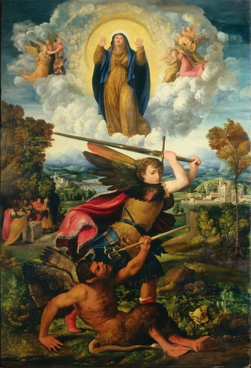 Giovanni di Niccolò de Luteri (Dosso Dossi, 1490-1542), ‘The Assumption of the Virgin with Sai