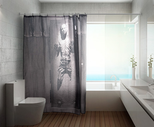 yup-that-exists:  Han Solo In Carbonite Shower Curtain One of the most famous images from the Star W