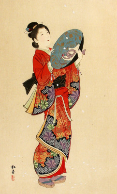 blackcoffeecinnamon: Yukawa Shoudou (1868-?) 湯川松堂Stylish Girl of the Genroku Era  元禄年間伊達娘from the series One Hundred Beauties Depicting Modern and Ancient Manners　今古風俗百美人、1903 