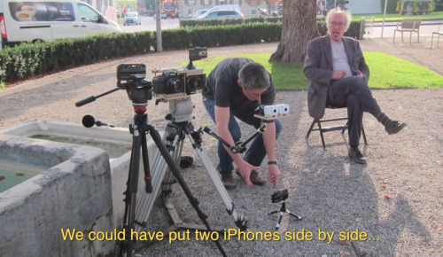 Jean-Luc Godard on Adieu au langage’s set, 2014 /