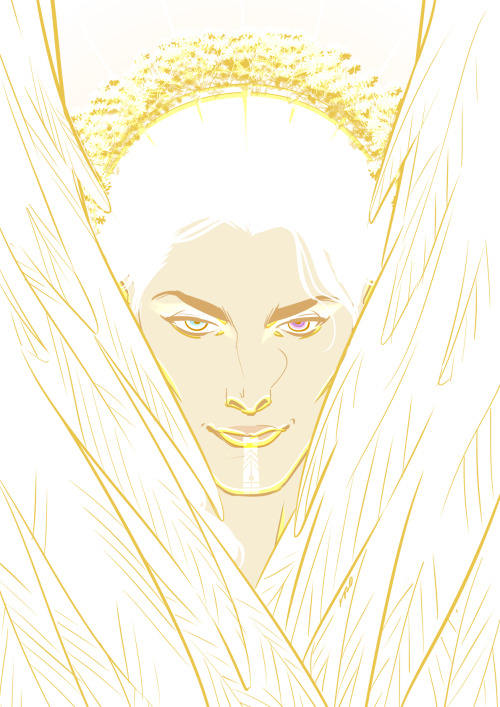 Just an exercise of imagination. As a fallen aasimar her hair and eyes darkened, so maybe if at some