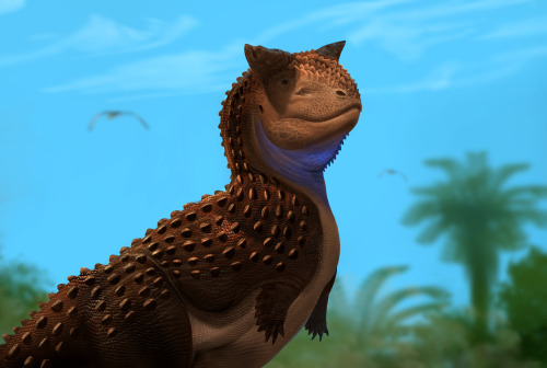 dinodanicus:A male Carnotaurus shows off his display colors for nearby females.