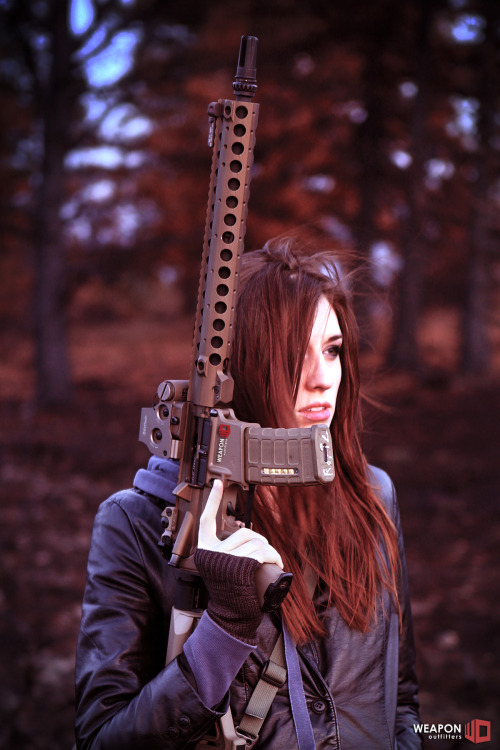 weaponoutfitters:  Maressa Fox with a Centurion Arms Modular Rail (CMR) buildMagpul PMAG, MOE, FDEMagpul MOE+ Grip, FDECenturion Arms Modular Rail, 14”Centurion Arms Modular Rail, 14”, Burnt BronzeEotech EXPS 3-0, FDE 