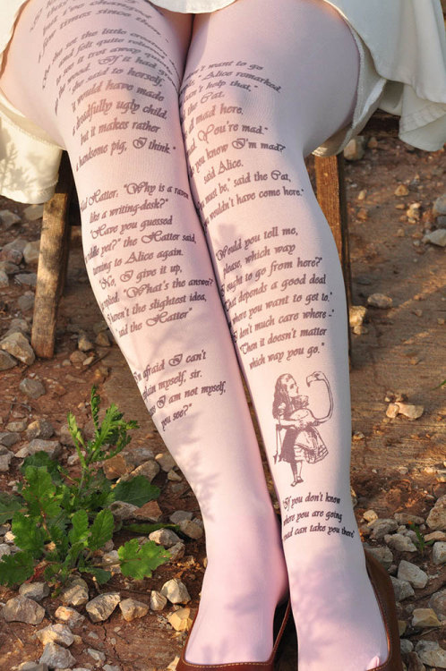 sosuperawesome:  Literary tights - including custom text - by TightsShop on Etsy • So Super Awe