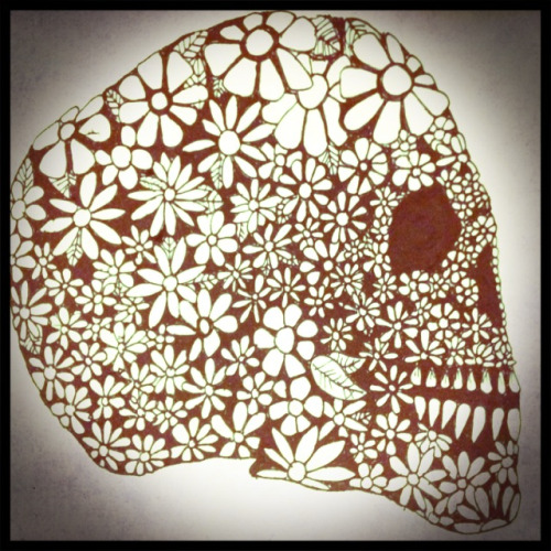 Flower skull drawn in fine liner. Part of my momento mori fashion project :)