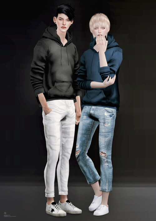black-le:hair - Stealthic / hoodie - blvck-life-simz/ bottom - the77sims  /  shoes - theslydhair - m