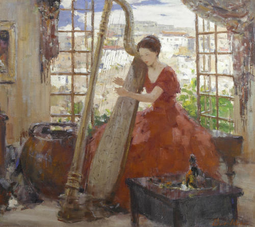 fleurdulys:  The Harpist - Burt Procter 20th century