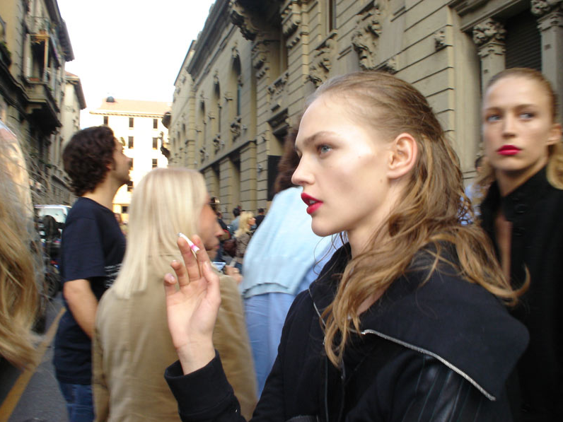 vladallena:Sasha Pivovarova and Raquel Zimmermann after Gucci Spring/Summer 2006