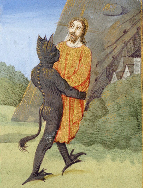 discardingimages:devil bearing Jesus(Matthew 4:8 ‘the devil taketh him up into an exceeding high mou