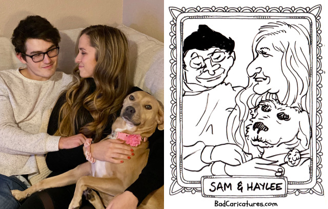 A terrible caricature of Sam & Haylee