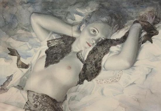 artbeautypaintings:  Reclining nude - Lev Chitovksy 