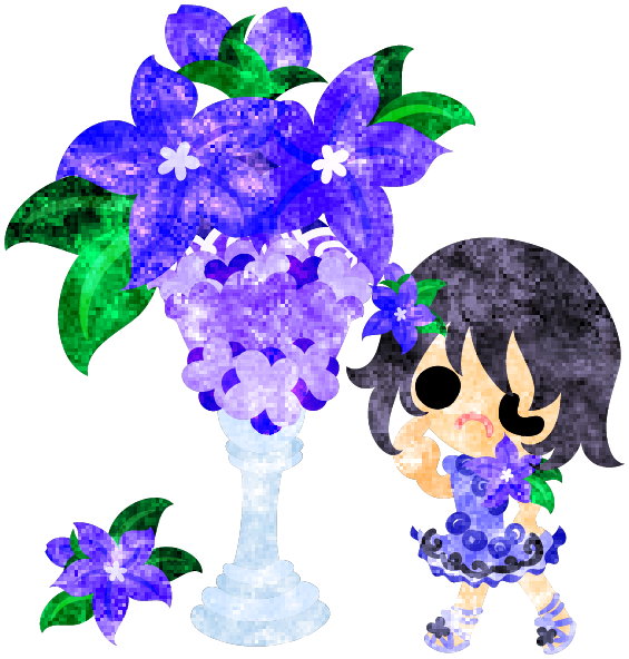 秋のフリーのイラスト素材 可愛い女の子と紫の花の花瓶 Free Illustration Of フリー素材のatelier B W 加工 印刷 商用利用可能