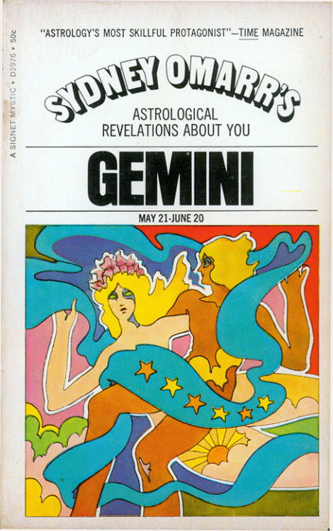 design-is-fine:  John Alcorn, Zodiac, 1969. Cover illustration for Sydney Omarr’s Astrological book series. Via MewDeep6 