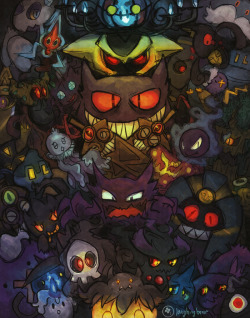 not-a-robbery:  ALL THE SPOOKEMON Im actually gonna make this into a painting later when I have more time, but I wanted to post it before Halloween month is over, so here it is I can sleep in peace now also please look at high res ahhh 