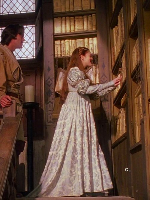 costumeloverz71:Danielle’s (Drew Barrymore) Blue brocade gown… Ever After (1998).. Cost