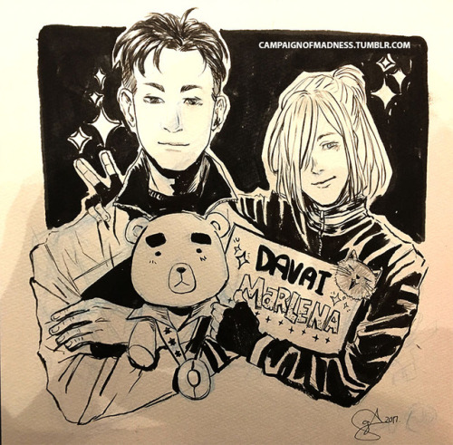 campaignofmadness:Photo of a drawing I did for @riverfruit :D It was great to finally draw Otabek lol sorry Beka;;  ♡ Buy me a coffee ♡ Twitter ♡  More of my art   ♡  Art blog  