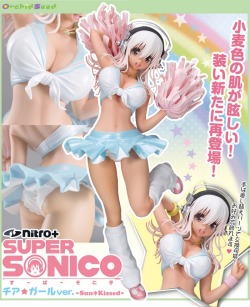 supersonicrocking:  This is the latest Sonico figure from Orchidseed: Super Sonico Cheerleader Ver. - Sun*Kissed - A recolour of their previous Cheerleader Ver. piece from 2014. As before it is a 1/6 scale, PVC figure standing at 305mm tall. This figure