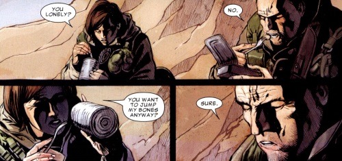 punisherwarjournal:   Sure.  Punisher MAX (volume one) 23 + 39 Garth Ennis + Leandro Fernandez  Can’t say no to pussy.