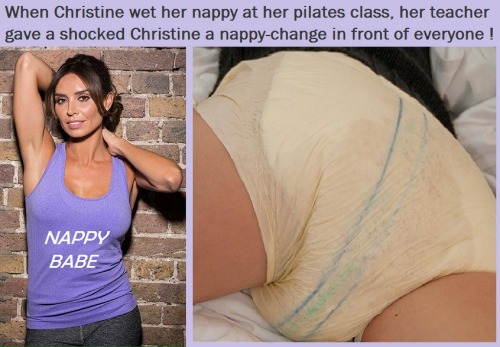 itsnappiesforyou:Christine Wet Her Nappy at her Pilates Class, and got her Wet Nappy Changed by her 