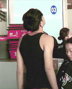 kai-took-off-his-shirt-and:  thecaptainbeagle: 7 // ∞ the black wife beater is forgivable but the tilting of the head is already murder  why would u do this tao 