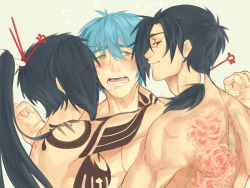 koujaku:  &ldquo;Let us give you a little kiss, hmm Aoba?&rdquo;