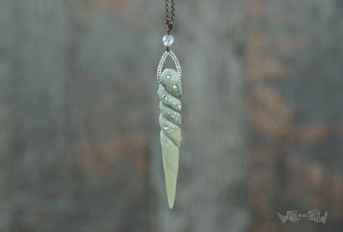 frolicingintheforest:  Glow-in-the-Dark Unicorn Horn Necklaces!  Hand sculpted from