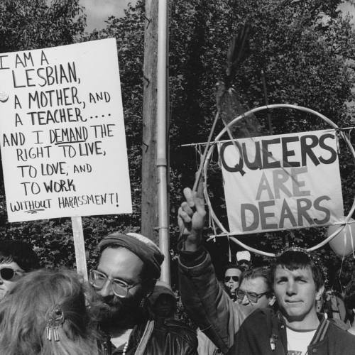 &ldquo;QUEERS ARE DEARS,&rdquo; Madison Pride, Madison, Wisconsin, c. 1990. Photo by Andrew Rawson. 