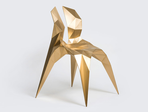 mindher:brass bowie chair designed by zhoujie zhang