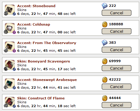 /lists a ton of accents on AH and prays one of them sellsI highlighted the UMs in blue.