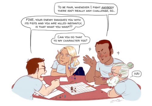 thatsdelightful:  In which Griffin Barry is a long-suffering DM on board the Starblaster. They’re playing Fantasy(??) D&D I guess? I’m so glad I landed on my design for Magnus and that he is just a giant baby with muscles. And Merle is straight-up