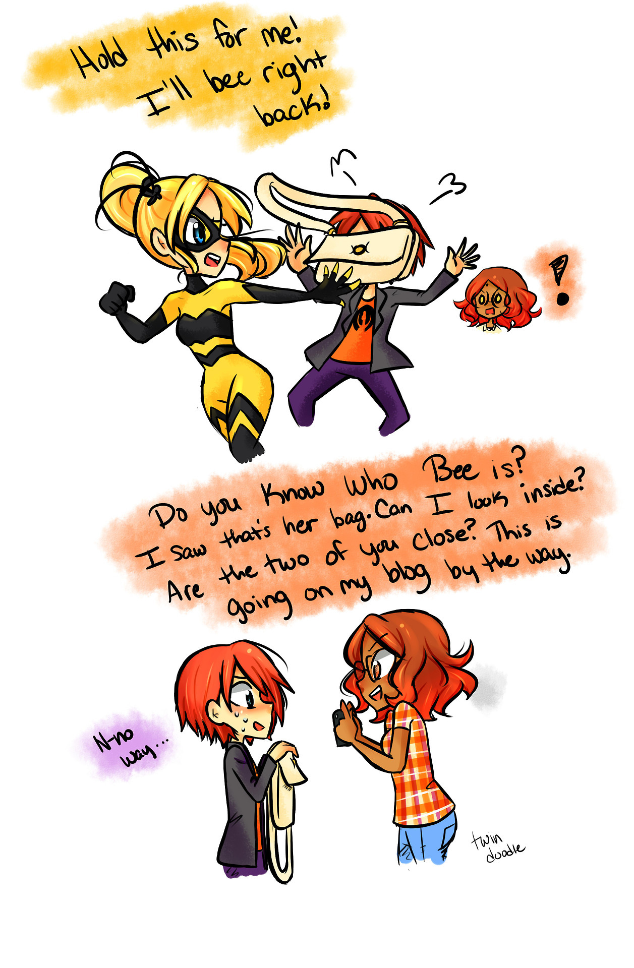 twindoodle:  Chloe’s really bad at keeping her identity secret: Part ChloNath
