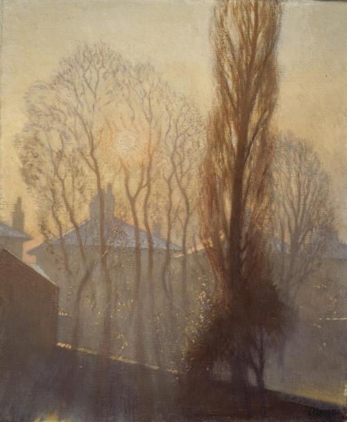 George Clausen - The houses at the back on a frosty morning - 1913