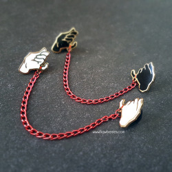 hawberries:  The red string of fate joins the hands of destined lovers, transcending time and place. It may stretch or tangle, but never break.now in collar pin form! i’m so excited to share these!get them here!