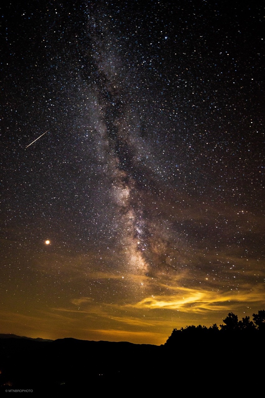 mountainbro:  A Perseids Meteor with the Milky Way.From North Mountain/Pete’s Cave, Virginia.